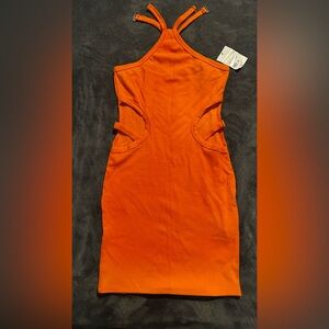 Forever 21 Vibrant Orange Cut Out Dress